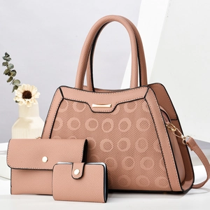 Ensemble 3 pièces de sacs à main rose poudré avec sac cabas, portefeuille et pochette