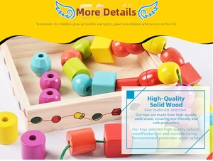 Detailed view of eco-friendly colorful wooden beads with smooth solid wood texture
