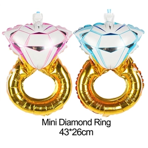 43-inch diamond ring foil balloon set for wedding decoration in pink and blue colors