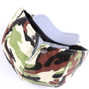 Classic camo cotton linen beret with tactical protective padding and metal snap detail
