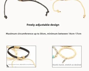 Detail of bohemian multilayer leather bracelet showing adjustable cord and handmade knots
