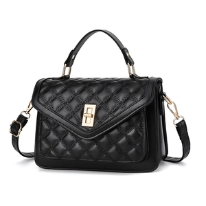 Sac à main classique en cuir PU noir matelassé avec fermoir doré et bandoulière amovible