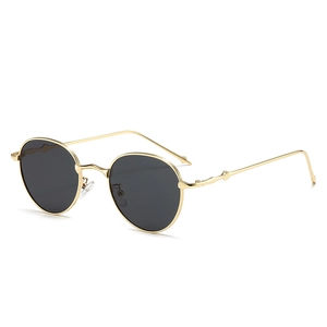 Retro Ovale Sonnenbrille Metallrahmen Kleine Runde Getönte Gläser Vintage Zweig Bügel Mode Brille Unisex