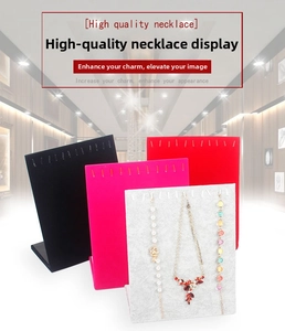 L-shaped velvet necklace display boards with multiple hooks for jewelry organization