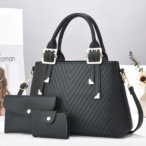 Set Borsa a Secchiello da Donna in Pelle PU con Cuciture a Chevron Grande Capacità Borsa a Tracolla Tote con Pochette a Busta e Porta Carte per Pendolari Ufficio