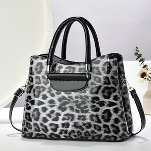 Sac à main léopard brillant pour femme avec deux poignées et bandoulière amovible