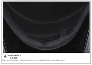 Detailed macro view of the soft black thermal plush lining inside the winter cadet cap