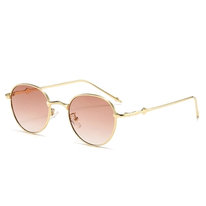 Retro ovale Metall-Sonnenbrille mit goldenem Rahmen und Verlaufsgläsern für Damen und Herren