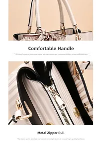 Detail of cream leather handbag with gold hardware and silk scarf handle decoration