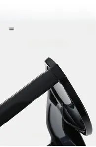 Detailed macro view of black square sunglasses hinge and durable frame joint