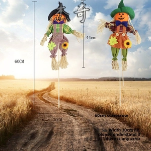 Decorative Halloween pumpkin scarecrows with dimensions of 60cm and 44cm for outdoors