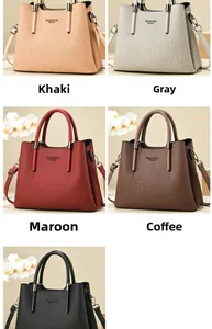 Detailed grid of embossed vertical stripe handbags in khaki, grey, maroon, brown and black