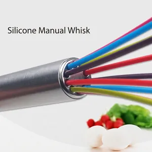 10-inch colorful silicone whisk with stainless steel handle for home baking and mixing