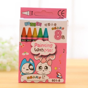 Detail of 8 colors washable rotary crayons with 8mm tips in pink rabbit theme box
