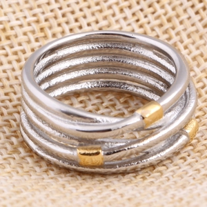 Anello minimalista 10mm in acciaio inossidabile multi-fascia con finitura bicolore