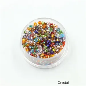 Mixed color 2mm glass seed beads in transparent storage box for DIY jewelry making