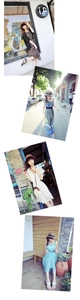 Collage of chic summer outfits for women featuring flat top straw hats with ribbons
