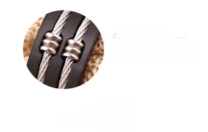 Detailed macro view of 8mm black twisted cable pattern on durable stainless steel ring