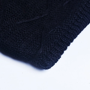 Detailed macro shot of high-quality black knit fabric texture showing weaving patterns