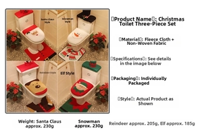 Detail specifications for Christmas Santa and Snowman toilet seat 3-piece fabric sets