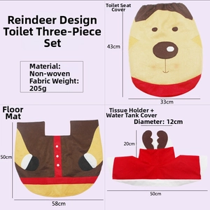 Detailed size specifications for 3-piece reindeer style non-woven toilet seat set