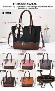 Detailed view of women's tote bag showing textured stitching and 38cm size specs