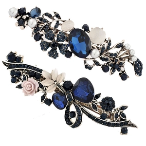Vintage Hair Clips Alloy Rhinestone Cat Eye Stone Flower Peacock Butterfly Spring Barrettes Women Retro Palace Style