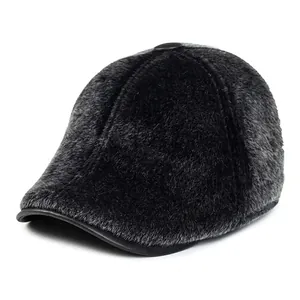 Coppia Piatta Uomo Inverno Pelliccia Sintetica Con Paraorecchie Calda Foderata In Pile Vintage Esterno