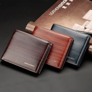 Portefeuilles courts pour hommes avec texture brossée et logo de marque en trois couleurs