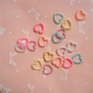 Colorful heart-shaped imitation pearl resin accessories for DIY craft and jewelry making
