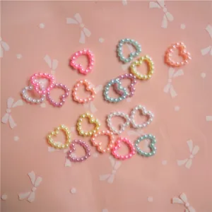 Colorful heart shaped pearl accessories for DIY nail art and phone case decoration