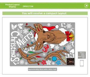 Mise en page détaillée des stickers muraux renne de Noël en PVC avec texte de vœux