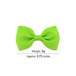 Neon green 2.75 inch grosgrain ribbon hair bow clip for girls and babies