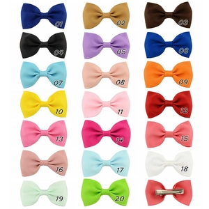 Set of 20 colors grosgrain ribbon bow hair clips for girls with metal alligator grips