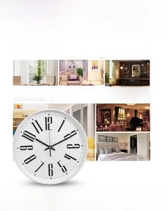 Detail of 12-inch wall clock with bold 3D numbers for living room and office decor
