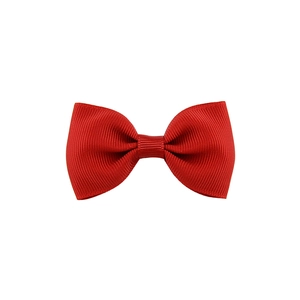 Classic red grosgrain ribbon bow hair clip for children on a clean white background