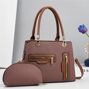 Women Handbag And Pouch PU Leather Large Capacity Crossbody Shoulder Bag Woven Texture Vintage Versatile