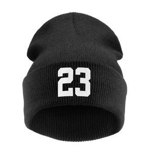 Berretto in Maglia Unisex Con Ricamo Numero 23 Inverno Caldo Acrilico Con Risvolto Berretto per Outdoor Casual Streetwear
