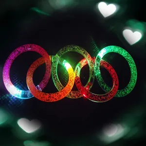 Colorful LED glowing acrylic bubble bracelets in five vibrant neon colors for parties