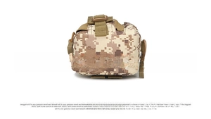 Detailed bottom view showing MOLLE system straps and digital camo tactical waist bag