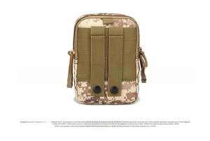 Detailed back view of tactical waist bag featuring MOLLE system and desert camo nylon