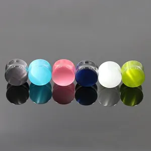 Fashion Solid Cat Eye Stone Ear Plugs Multi Color Body Piercing Jewelry Unisex Round Geometric Ear Gauges Expanders Earring Plugs
