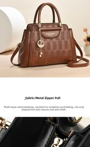 Detail of high-quality anti-oxidation metal zipper and gold hardware on fashion handbag
