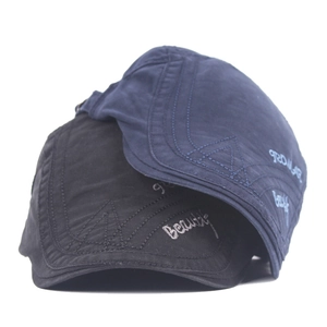Classic men's vintage flat caps in black and navy blue with custom embroidery