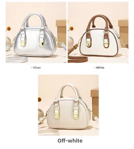 Detailed comparison of chic bowling bags in silver, white and beige with golden hardware