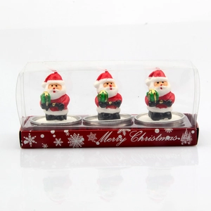 3-piece Santa Claus Christmas candles in a gift box with a Merry Christmas base