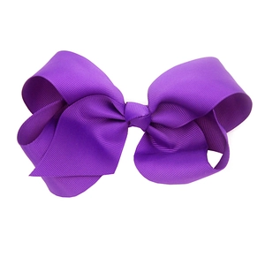Large 15cm purple grosgrain ribbon bow hair clip for babies and children on white backdrop
