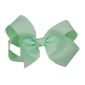 Detail of 15cm light green oversized grosgrain ribbon hair bow for babies and kids
