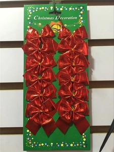 Set of 12 sparkling red glitter Christmas bows for festive holiday tree decoration