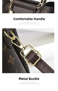 Detail of comfortable carry handles and premium gold lobster clasps on crossbody bag